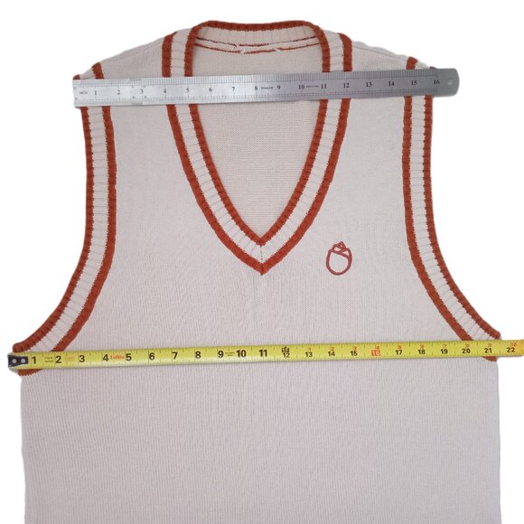 Sabotage Vtg Women's Sleeveless Knit Vest Ivory Contrast Trim Top Preppy Size M - Picture 2 of 5